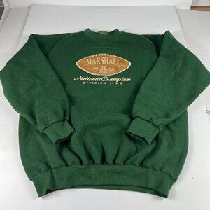 VTG 90s NCAA Champs Marshall Thundering Herd Sweatshirt Large Green Crewneck